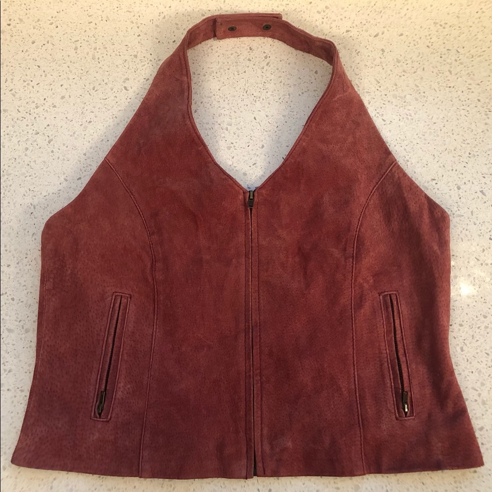 90s Wilsons Leather Maxima red leather halter vest